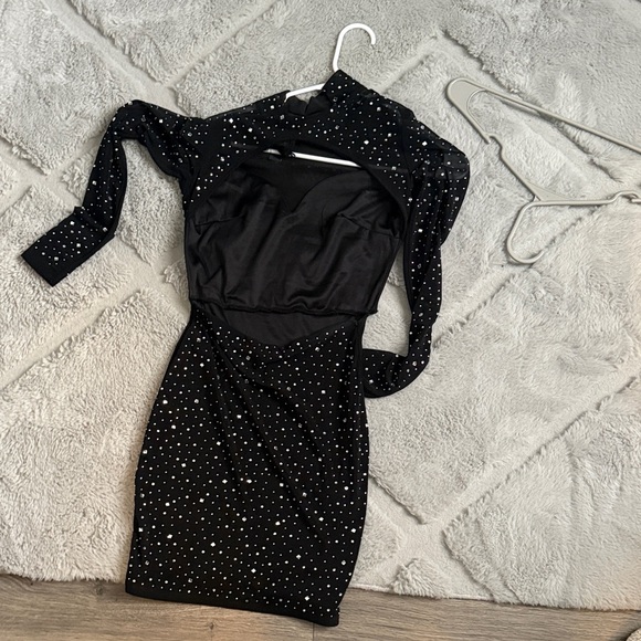 Windsor Black Long Sleeve Studded Dress - Picture 3 of 3